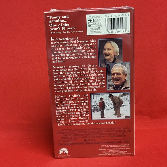 Nobodys Fool VHS 1996 New Sealed Paul Newman - Picture 2 of 8